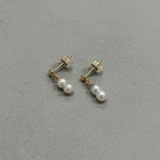 アコヤ真珠 ツインパールピアス イヤリング 3-4mm ホワイト K10YG