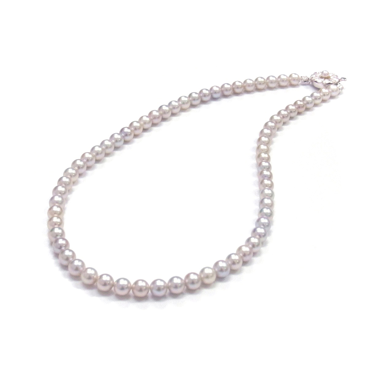 真珠7-75㎜玉ナチュラルグレーアコヤパール　本真珠ネックレス