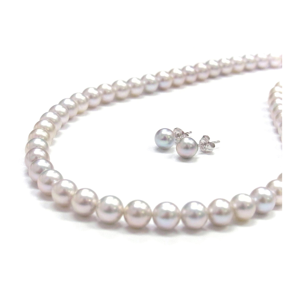 N164現品限り特価品アコヤ真珠コバルトグレーブラウンネックレス6.5～7.5㎜