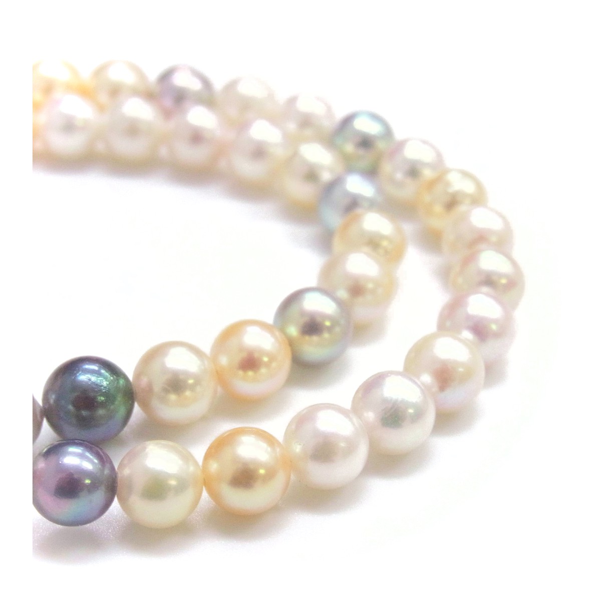 アコヤ真珠、マルチカラー、マルチサイズの、ロングネックレス-