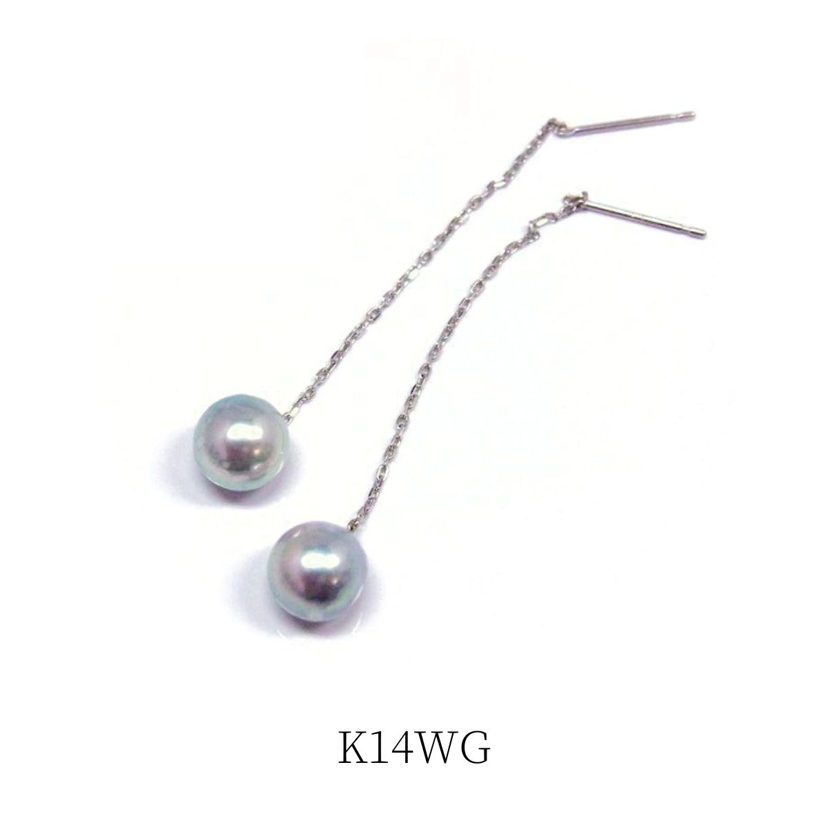 美品　K14WG　 あこや真珠　6.3mm珠×7　パール　ピアス 6.6g