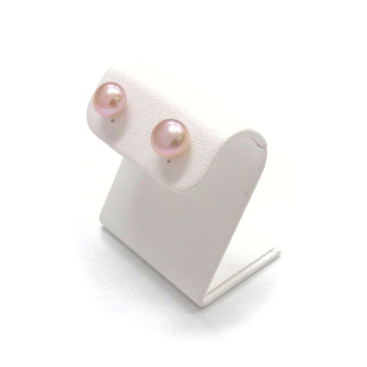 パールピアス ピンク オフラウンド ボタン型 淡水真珠 7.5-8ｍｍ K14WG 