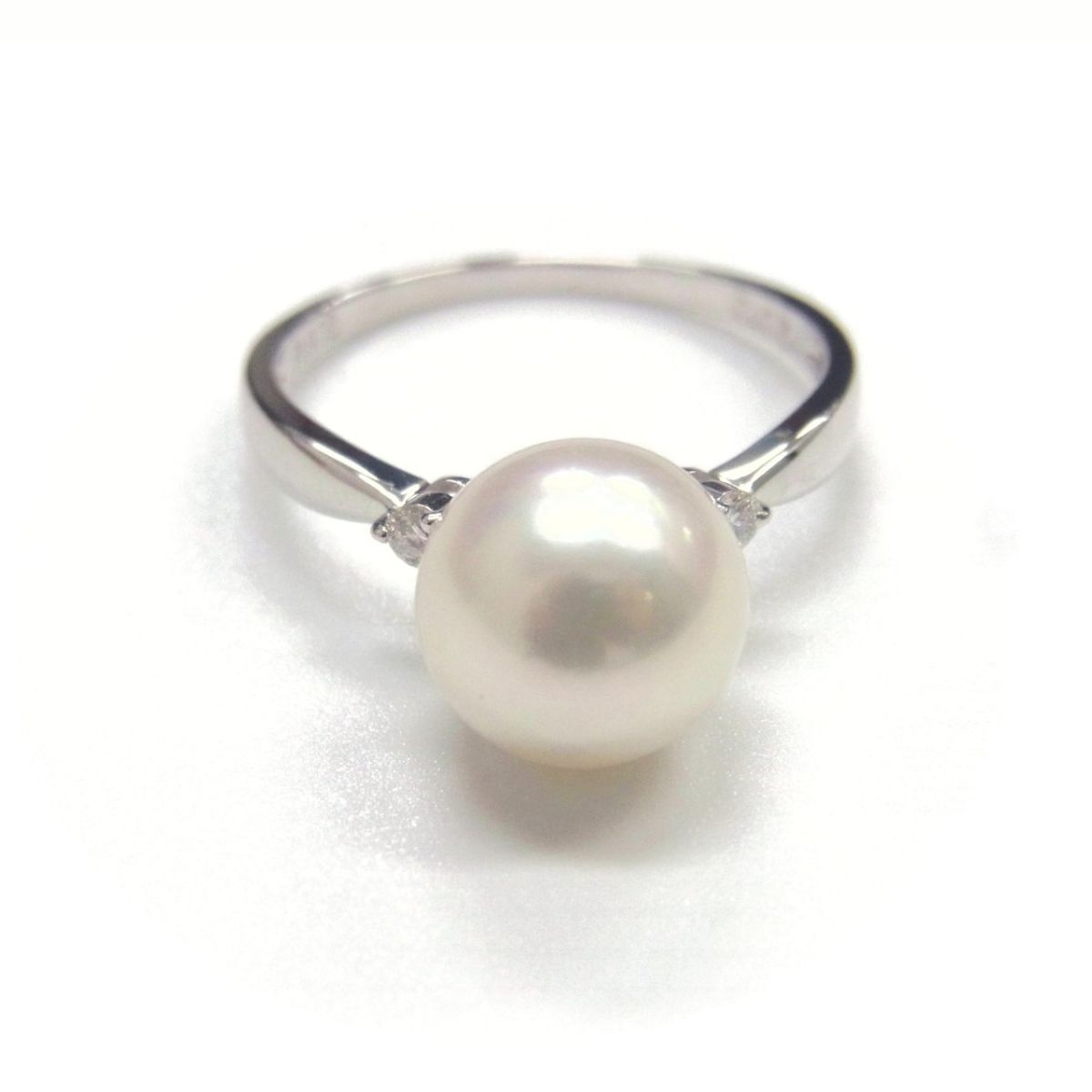 真珠 ダイヤモンド11.0 ｍｍ パール×Pt900プラチナ 8号 レディース リング・指輪8号8号リング幅