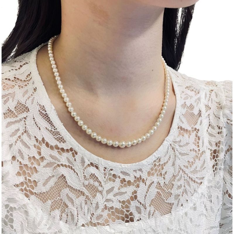 アコヤ真珠ネックレス グラデーションネックレス クリームカラー 3-7mm