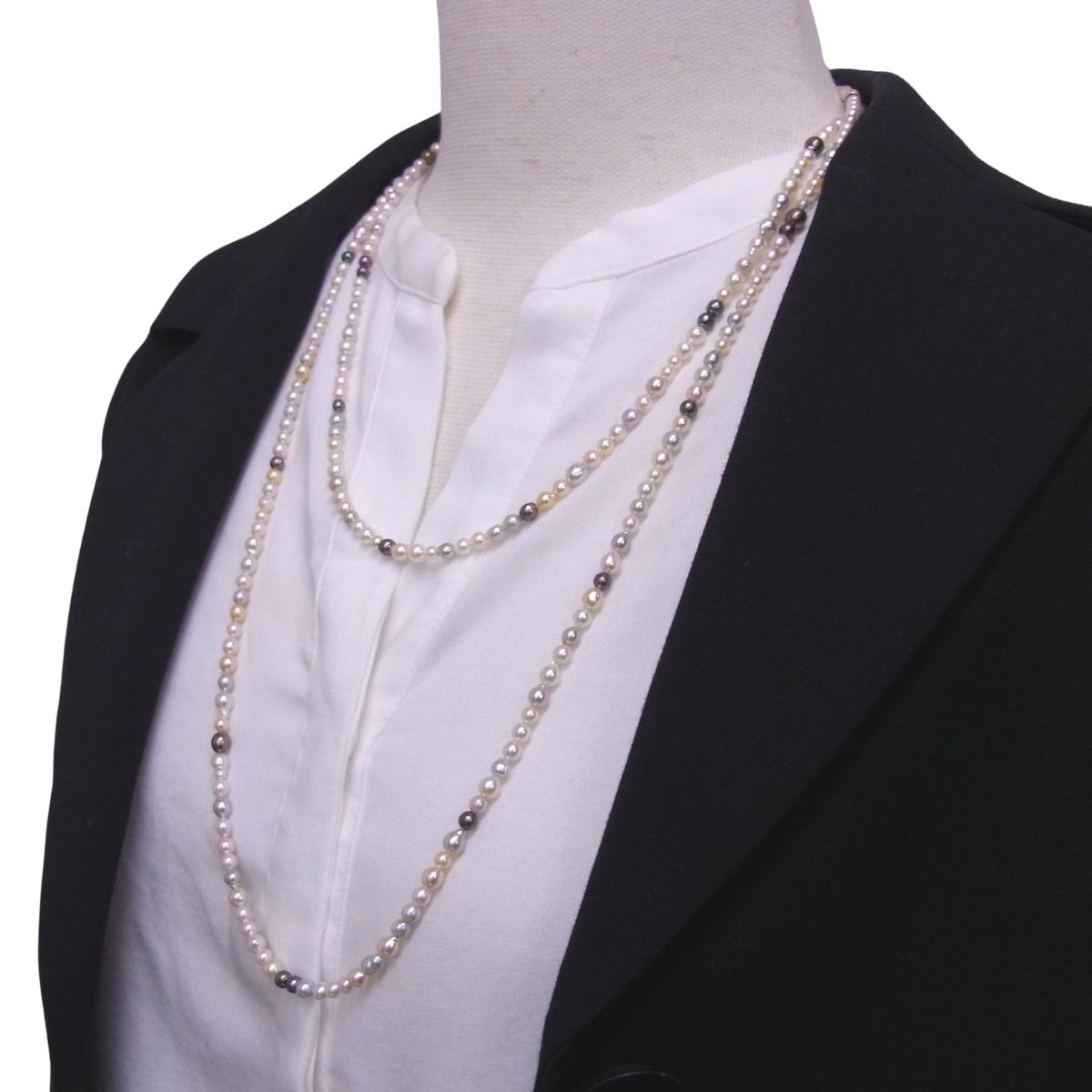 （格安）アコヤ真珠２連ネックレス 《新品ケース付》 フォーマルネックレス