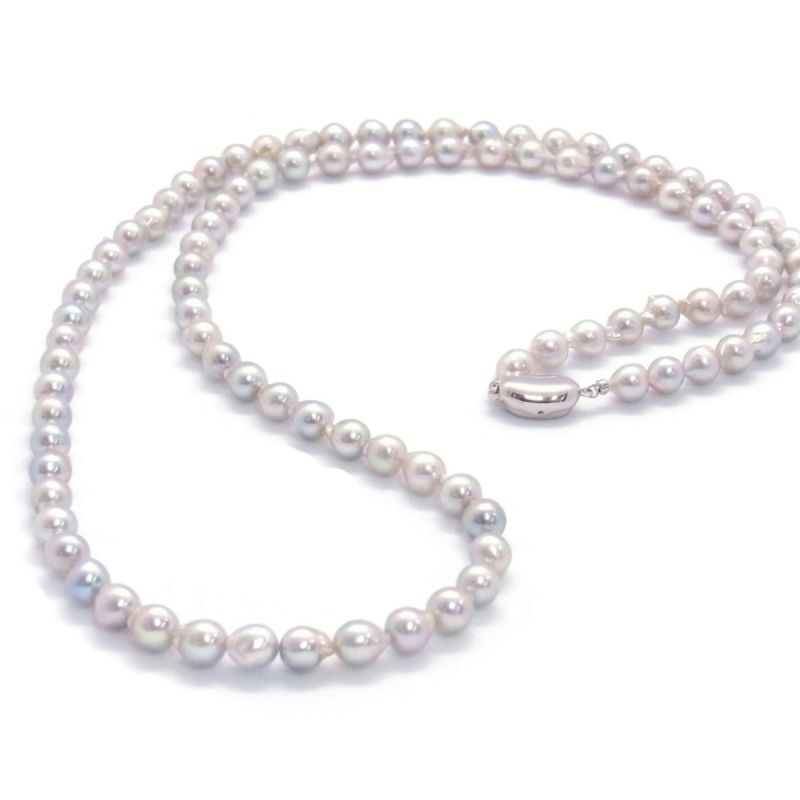 真珠7-75㎜玉ナチュラルグレーアコヤパール　本真珠ネックレス